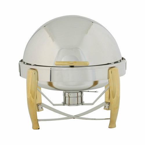 Winco 103A Virtuoso 6 Qt. Full Size Round Chafer w/ Gold Accents