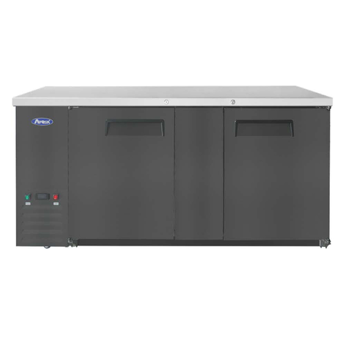 Atosa SBB69GRAUS 68" 2-Solid Door Shallow Depth Stainless Steel Back Bar Cooler | 18.6 Cu. Ft.