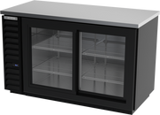 Beverage Air BB58HC-1-F-GS-B 59" 2 Sliding Glass Door Black Food Rated Back Bar Cooler | 21.86 Cu. Ft.