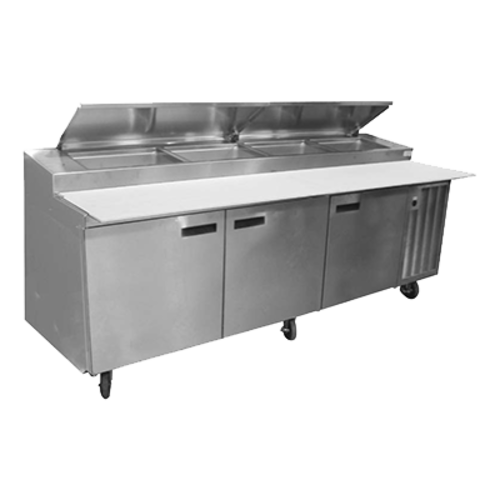 Delfield 18672PTLP LiquiTec 72" 2 Door Refrigerated Pizza Prep Table | (3) 12" x 20" Pan