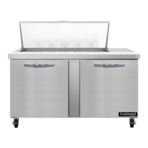Continental SW60N18M 60" 2-Door Mega Top Refrigerated Sandwich Prep Table | (18) 1/6 Pan
