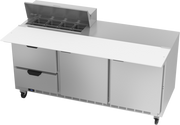 Beverage Air SPED72HC-08C-2 72" 2 Drawer 2 Door Refrigerated Sandwich Prep Table | (8) 1/6 Pan