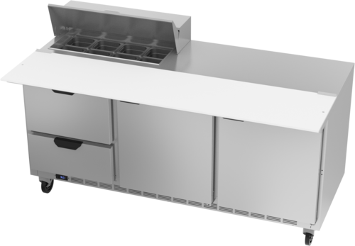 Beverage Air SPED72HC-08C-2 72" 2 Drawer 2 Door Refrigerated Sandwich Prep Table | (8) 1/6 Pan