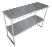 Advance Tabco EDS-12-96-X 96" x 12" Stainless Steel Table Mounted Double Overshelf w/ Adjustable Midshelf