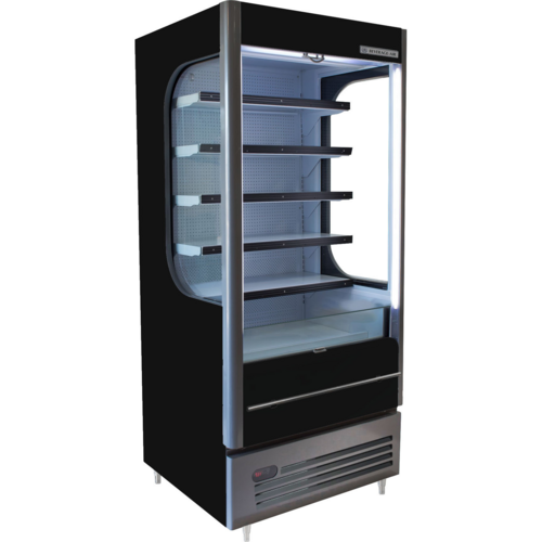 Beverage Air VMHC-12-1-B 35" Black Vertical Open Air Merchandiser w/ Night Curtain | 12.15 Cu. Ft.