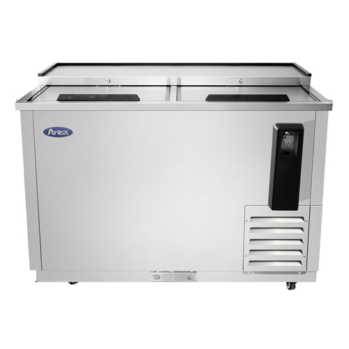 Atosa MBC50GR 50" 2-Sliding Lid Stainless Bottle Cooler | 11.7 Cu. Ft.