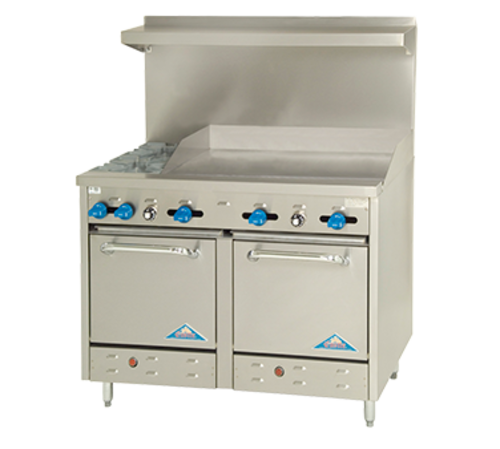 Comstock-Castle F3218-36 48" Gas 2-Burner & Griddle Range w/ (2) Space Saver Ovens | 174,000 BTU