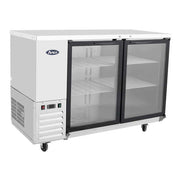 Atosa SBB59GGRAUS 58" 2-Glass Door Shallow Depth Stainless Steel Back Bar Cooler | 15 Cu. Ft.