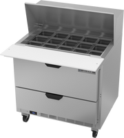 Beverage Air SPED36HC-15M-2 36" 2 Drawer Mega Top Refrigerated Sandwich Prep Table | (15) 1/6 Pan