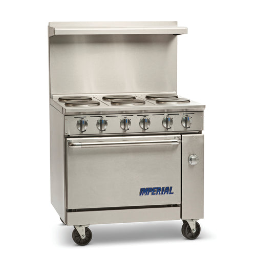 Imperial Range IR-6-E-C Pro Series 36" 6 Round Element Electric Range w/ Convection Oven | 208/240v