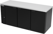 Beverage Air BB78HC-1-B 79" 3 Solid Door Black Back Bar Cooler | 33.59 Cu. Ft.