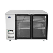 Atosa MBB59GGR 58" 2-Glass Door Stainless Back Bar Cooler | 17.3 Cu. Ft.