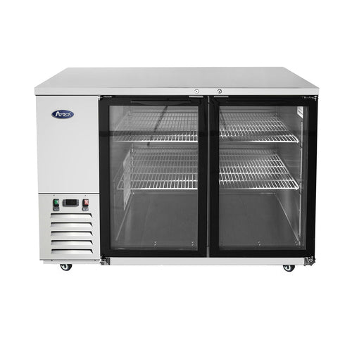 Atosa MBB59GGR 58" 2-Glass Door Stainless Back Bar Cooler | 17.3 Cu. Ft.