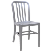 JustChair A22018 Industrial Collection Indoor / Outdoor Navy Side Chair | Metal Slat Back
