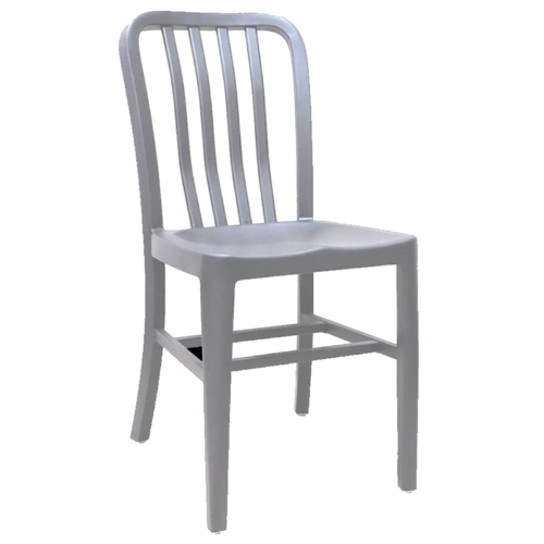 JustChair A22018 Industrial Collection Indoor / Outdoor Navy Side Chair | Metal Slat Back