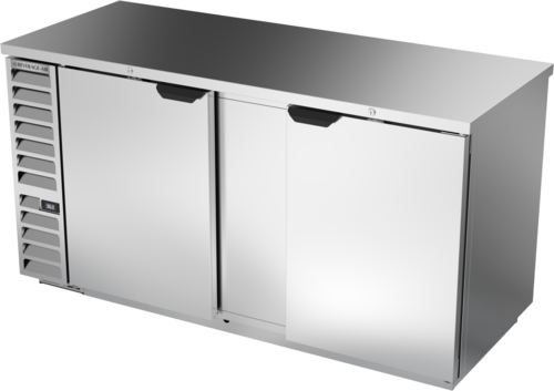 Beverage Air BB68HC-1-S 69" 2 Solid Door Stainless Steel Back Bar Cooler | 25.93 Cu. Ft.