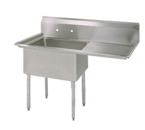 BK Resources BKS-1-1620-1218R 1 Compartment Sink w/18" Right Drainboard - Galvanized Legs | 36" Length