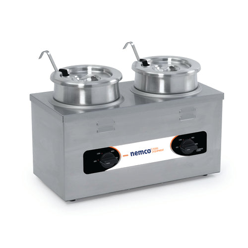 Nemco 6120A-CW-ICL 8 Qt. Twin Well Warmer w/ Inset, Cover & Ladle
