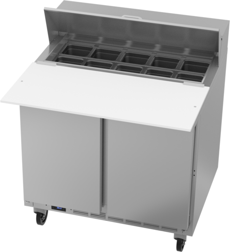 Beverage Air SPE36HC-10C 36" 2 Door Rear Mount Refrigerated Sandwich Prep Table | (10) 1/6 Pan