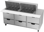 Beverage Air SPED72HC-24M-6 72" 6 Drawer Mega Top Refrigerated Sandwich Prep Table | (24) 1/6 Pan