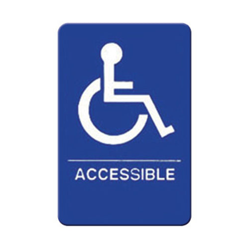 Winco SGNB-653B "Handicap Accessible" Sign | 6'' x 9" White on Blue