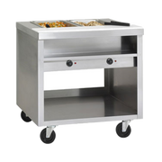 Delfield EHEI36C E-Chef 36" Mobile 2-Well Electric Steam Table w/ Plate Shelf | 120v