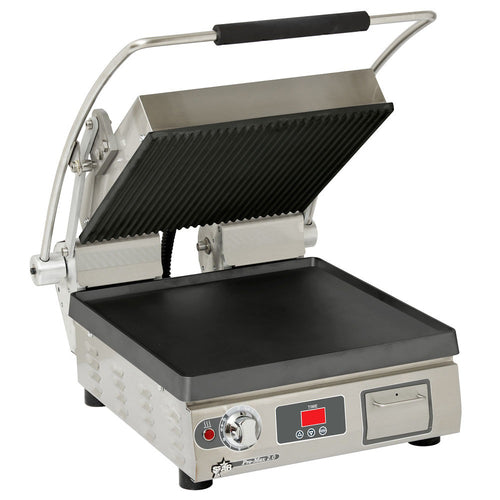 Star Pro-Max 2.0 PST14ITGT 14.5" Cast Iron Panini Grill | Smooth & Grooved Plates