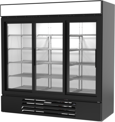 Beverage Air MMR66HC-1-B 75" 3 Sliding Glass Door Black Merchandiser Refrigerator | 70.19 Cu. Ft.