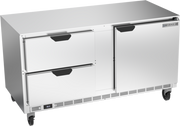 Beverage Air UCRD60AHC-2 60" 1-Door 2-Drawer Undercounter Refrigerator | 17.1 Cu. Ft.