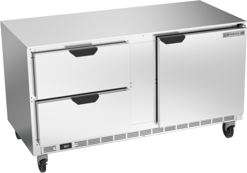 Beverage Air UCRD60AHC-2 60" 1-Door 2-Drawer Undercounter Refrigerator | 17.1 Cu. Ft.