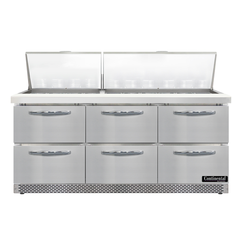 Continental Refrigerator D72N30M-FB-D Refrigerated Counter, Mega Top Sandwich / Salad Unit