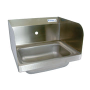 BK Resources BKHS-W-1410-1-SS Single Splash Mount Faucet Hole 14" x 10" Hand Sink w/Side Splash Guard