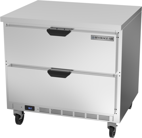 Beverage Air WTRD36AHC-2-FLT 36" 2 Drawer Worktop Refrigerator with Flat Top | 8.5 Cu. Ft.