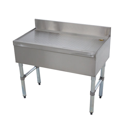 Advance Tabco CRD-12-X 12" x 21" Stainless Steel Free Standing Underbar Drainboard w/ 4" Splash