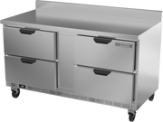 Beverage Air WTFD60AHC-4-FIP 60" 4 Drawer Worktop Freezer w/ 4" Foamed-In Backsplash | 14.39 Cu. Ft.