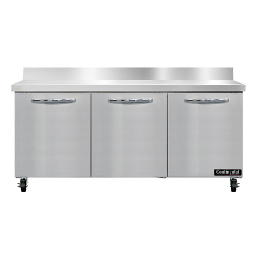 Continental SW72NBS 72" 3-Door Worktop Refrigerator | 20.6 Cu. Ft.