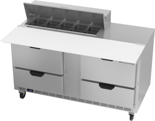 Beverage Air SPED60HC-10C-4 60" 4 Drawer Refrigerated Sandwich Prep Table | (10) 1/6 Pan