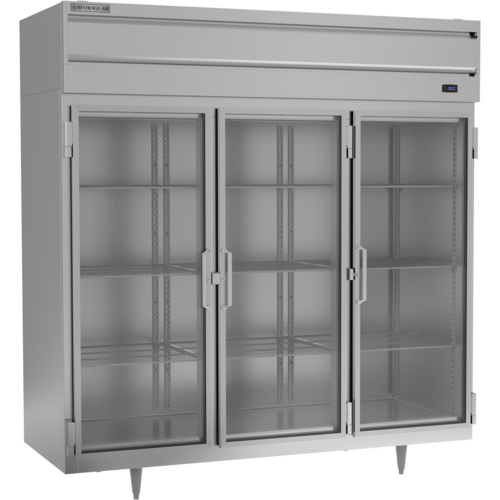 Beverage Air PF2HC-1BG 77.75" 3 Glass Door Top Mount Reach-In Freezer | 68.34 Cu. Ft.