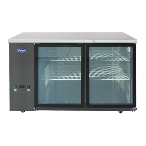 Atosa SBB59GGRAUS 58" 2-Glass Door Shallow Depth Stainless Steel Back Bar Cooler | 15 Cu. Ft.