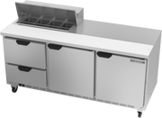 Beverage Air SPED72HC-08-2 72" 2 Drawer 2 Door Refrigerated Sandwich Prep Table | (8) 1/6 Pan
