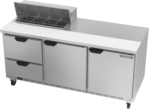 Beverage Air SPED72HC-08-2 72" 2 Drawer 2 Door Refrigerated Sandwich Prep Table | (8) 1/6 Pan