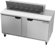 Beverage Air SPE60HC-12 60" 2 Door Rear Mount Refrigerated Sandwich Prep Table | (12) 1/6 Pan