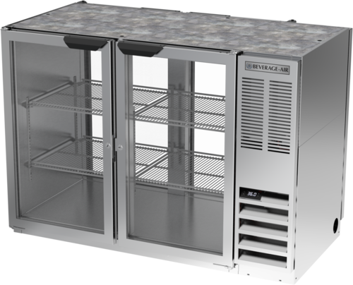Beverage Air BB48HC-1-G-PT-S 48" 4 Glass Door Stainless Pass Thru Back Bar Cooler | 13.6 Cu. Ft.