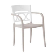 Grosfillex US556096 Moon Stacking Outdoor Armchair | Glacier White/Linen