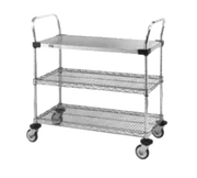 Metro MW404 3 Shelf, 1 Solid/2 Wire Utility Cart | 375 lb. Capacity