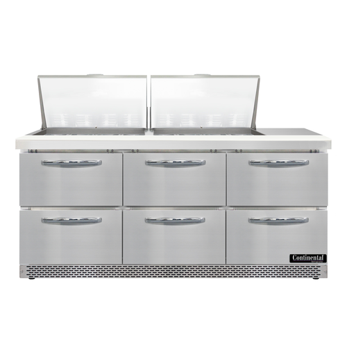 Continental Refrigerator D72N24M-FB-D Refrigerated Counter, Mega Top Sandwich / Salad Unit