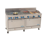 Comstock-Castle 2F330-18-1.5RB 72" Gas 6-Burner Range w/ Griddle, Charbroiler & (2) 31.5" Ovens | 298,000 BTU