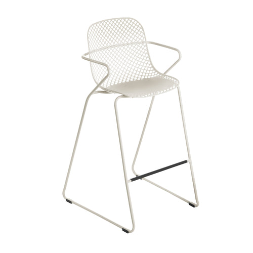 Grosfillex US139710 Ramatuelle '73 Stacking Outdoor Bar Stool | Crème Absolut