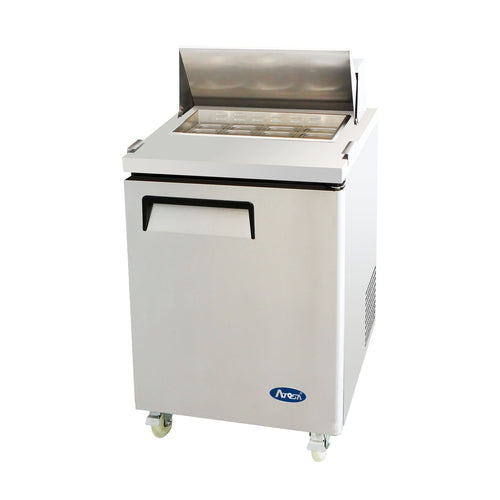 Atosa MSF8301GR 28" 1-Solid Door Rear Mount Refrigerated Sandwich Prep Table | (8) 1/6 Pan
