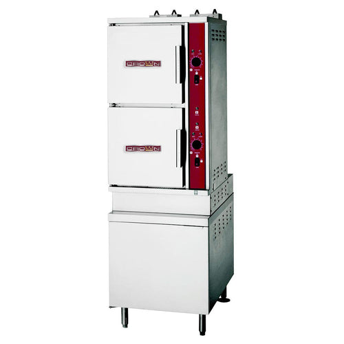 Crown Steam GSX-10HE 2-Compartment Gas Convection Steamer w/ 24" Cabinet Base